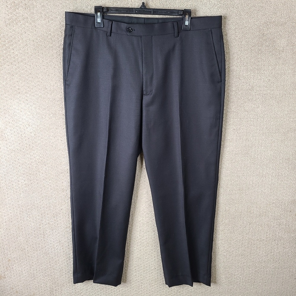 Jos A Bank Pants Mens 38 Black Dress Tailored Traveler 100% Wool Formal Business